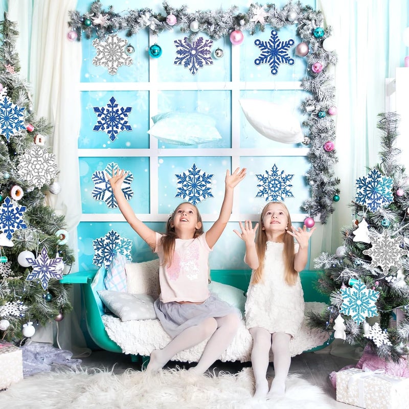 Machomby 48 Pcs Winter Snowflake Cutouts, Snowflake Paper Cutouts Bulletin Board Decorations for Home School Classroom Winter Christmas Holiday Party Chalkboard Window Wall Decor - Image 3
